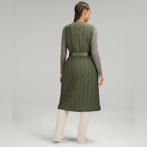 Lululemon Belted Long Insulated Vest Medium Olive - Picture 4 of 9